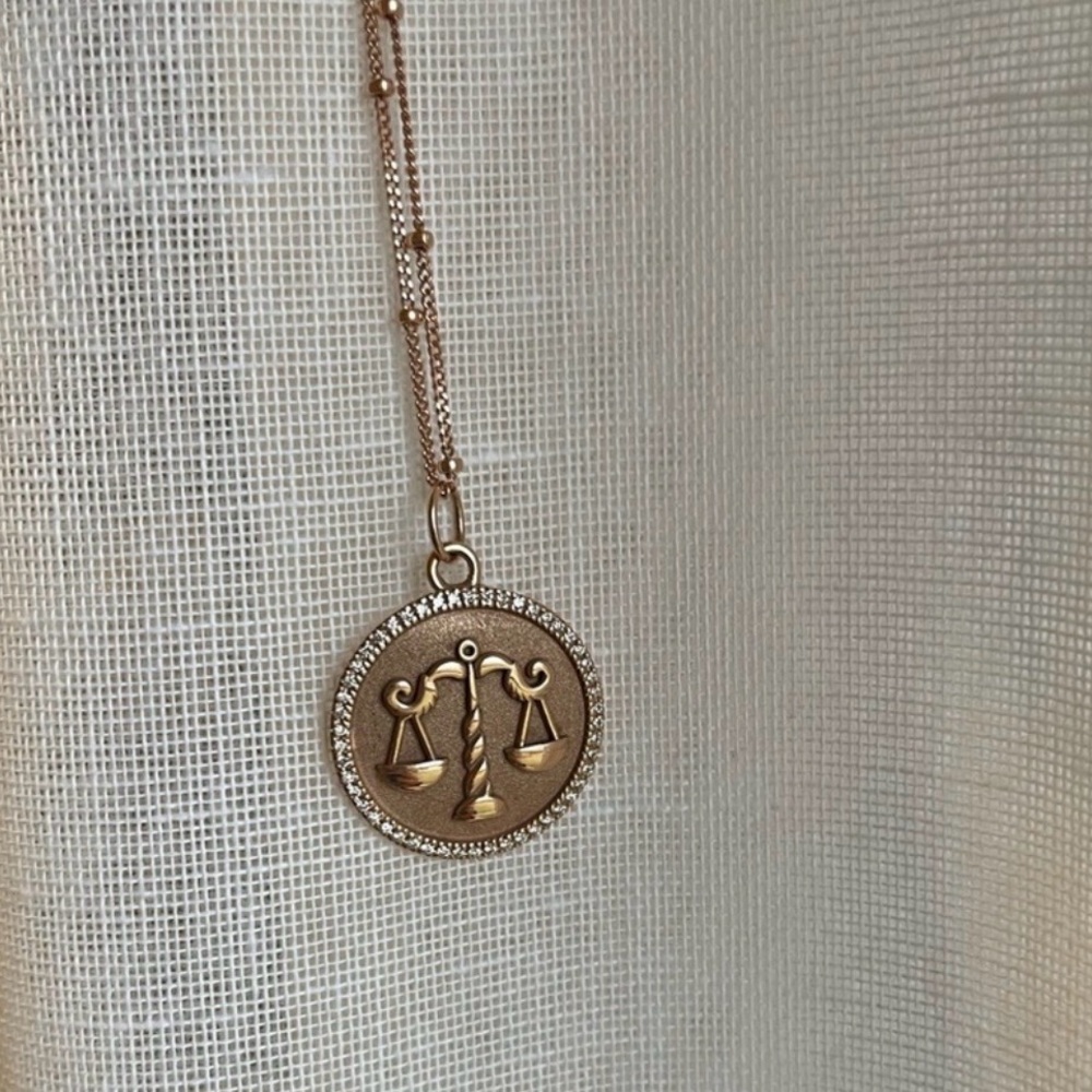 Ring Concierge Zodiac Medallion Necklace Libra 14k Rose Gold